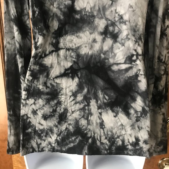 APRLL Black & Gray Tie-Dyed Mock Turtle Long Sleeve Tunic Large - Picture 12 of 13